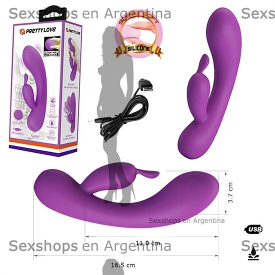  Vibrador con carga usb para estimulacion de punto g y clitoris